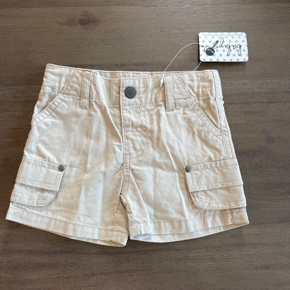 New Baby Boy CZ Khaki Cargo Short 0-6M Adjustable Waist